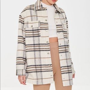 NWT Thick Plaid Shacket Cream & Black | Small